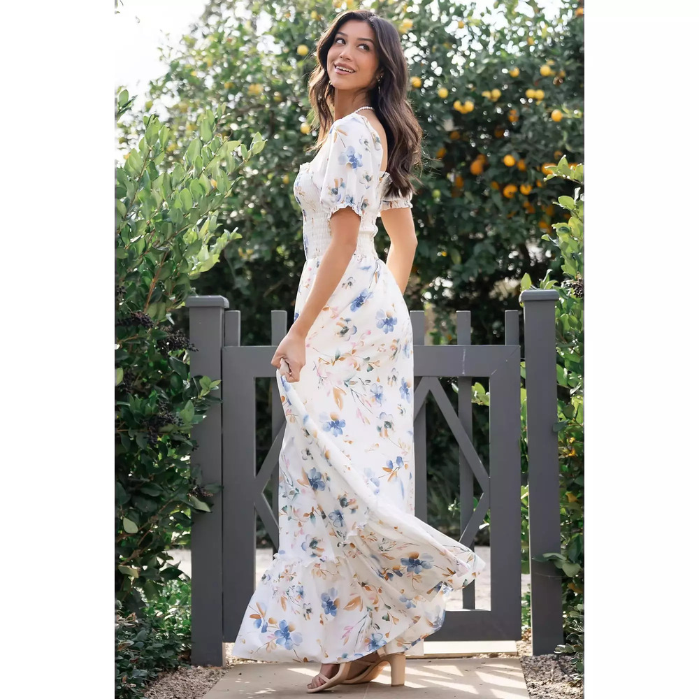 Baltic Born Capri Smocked Maxi Dress | White Multi Print Size XXXLXXXL - Picture 5 of 5
